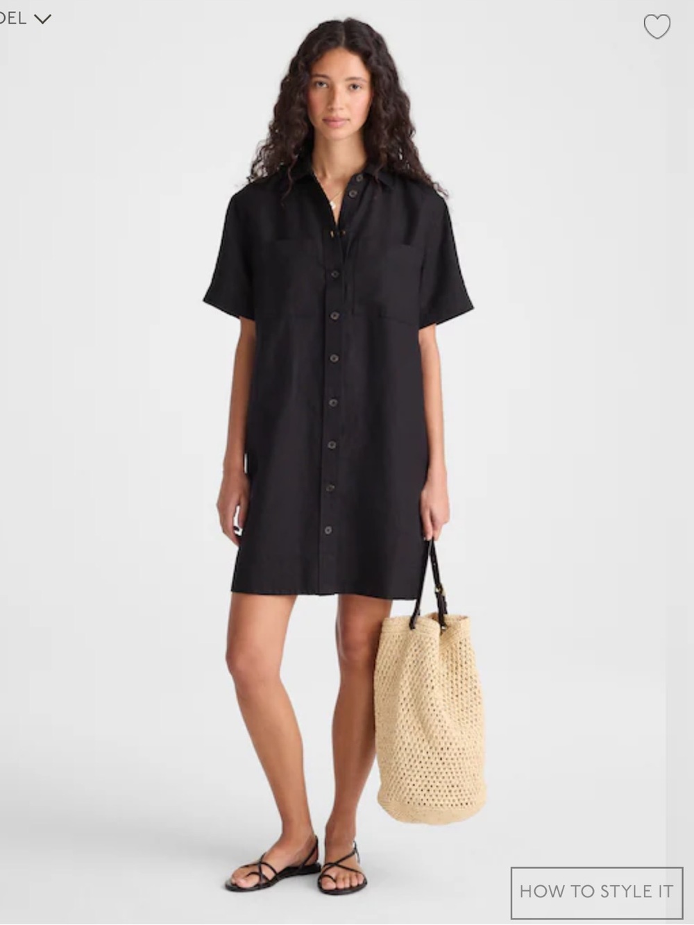 Madewell Relaxed Mini Shirtdress in 100% Linen - Jet Black
